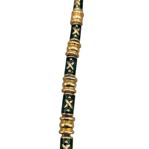 Joan Rivers Green Enamel Gold Plated Tennis Bracelet Size 7.5 1990s Ladies - Picture 10 of 12